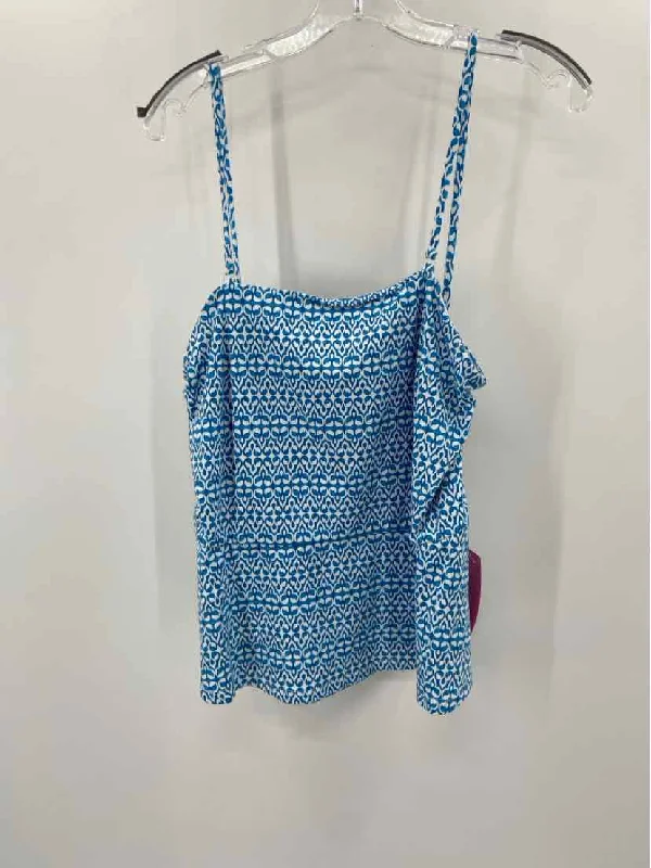 Pre-Owned J Mclaughlin Blue Size Large Printed Tank Top striped tank top