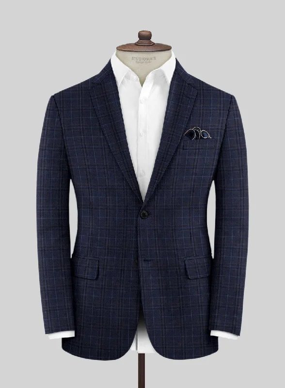 Reda Cavez Blue Checks Wool Jacket Embroidered Jacket Appliqued Jacket Beaded Jacket