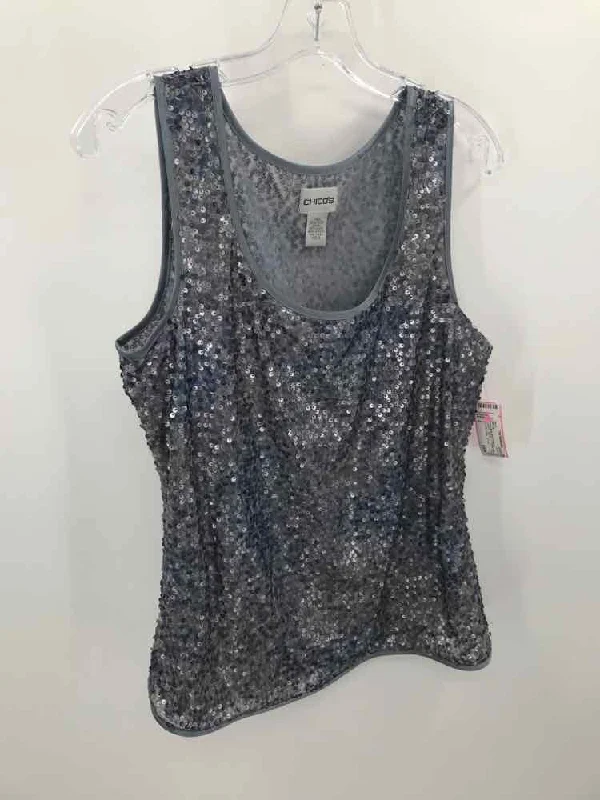 Pre-Owned Chico's Silver Size 2 Tank Top athletic tank top