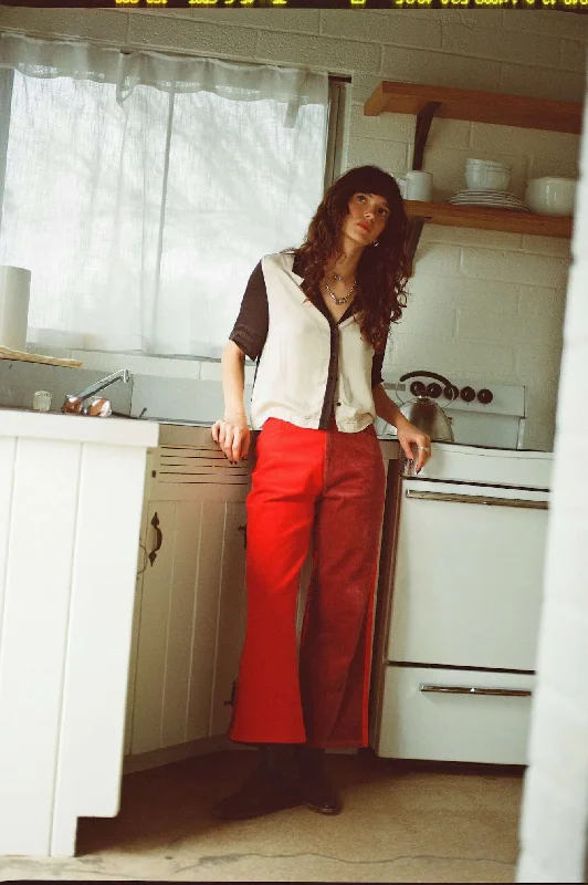 Margo Cropped 5-Pocket Pant - Cowhide/Mars Red Cord Modern Bootcut Pants