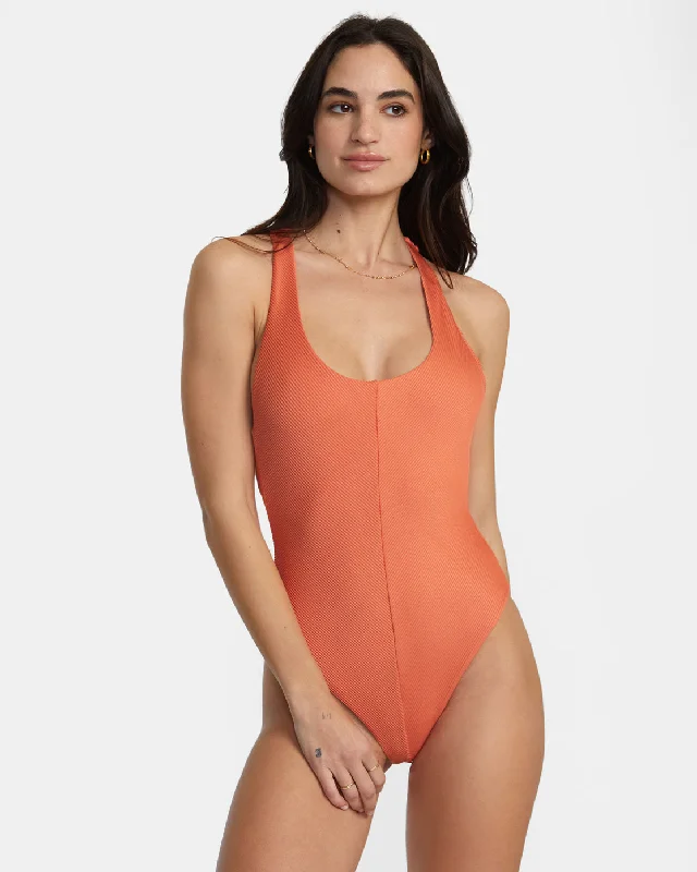 Racerback One-Piece Swimsuit - Peach Beachy Ruffle Bikini