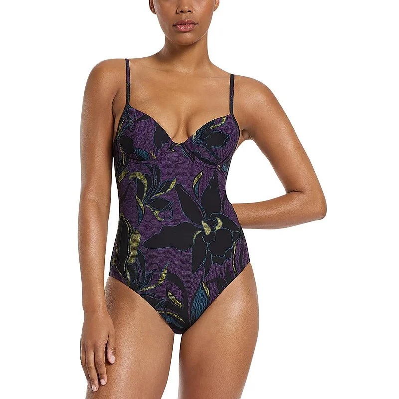 Jets Womens Printed Nylon One-Piece Swimsuit Trendy Swimsuit Bottoms