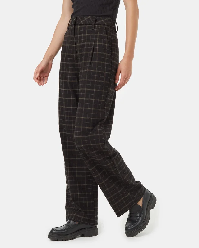 Soft EcoTwill Pleat Front Pant Trendy Wide-Legged Trousers