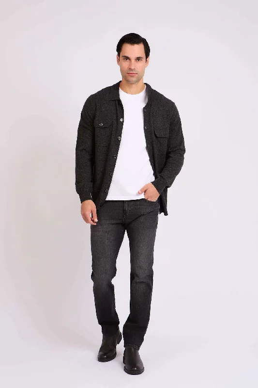Men Regular Fit Jacket - Black Fitted Jacket Loose Jacket Oversized Jacket