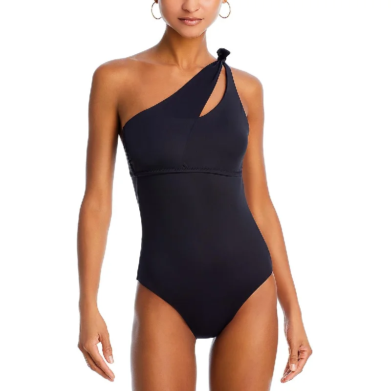 Becca by Rebecca Virtue Womens Cut-Out One Shoulder One-Piece Swimsuit Sleek Racerback Swimsuit