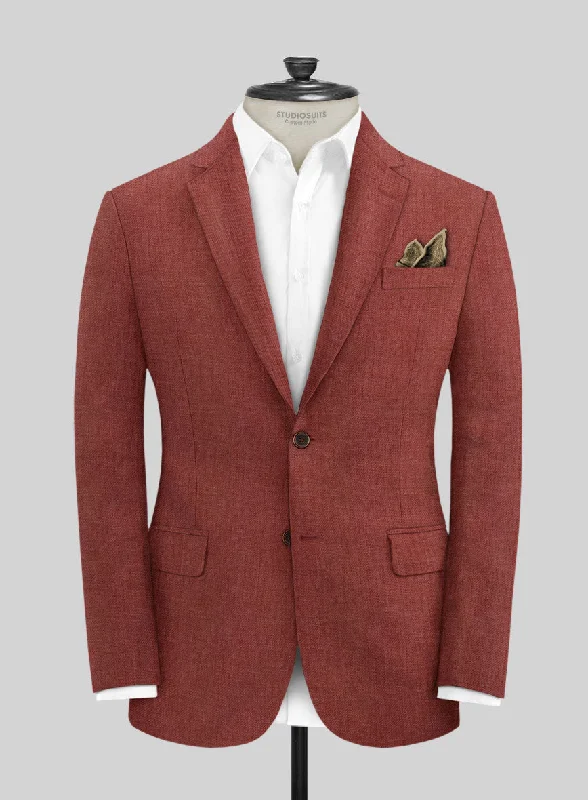 Solbiati Twill Wine Linen Jacket Collared Jacket Crew Neck Jacket Turtle Neck Jacket