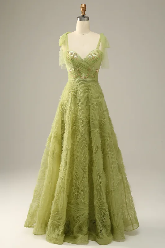 Green A-Line Beading Tulle Long Prom Dress Elegant Party Dress,DP1518 Mermaid Tail Wedding