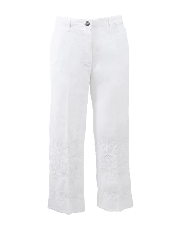 Mara Summer Eyelet Pant Comfy Zip-Up Pants