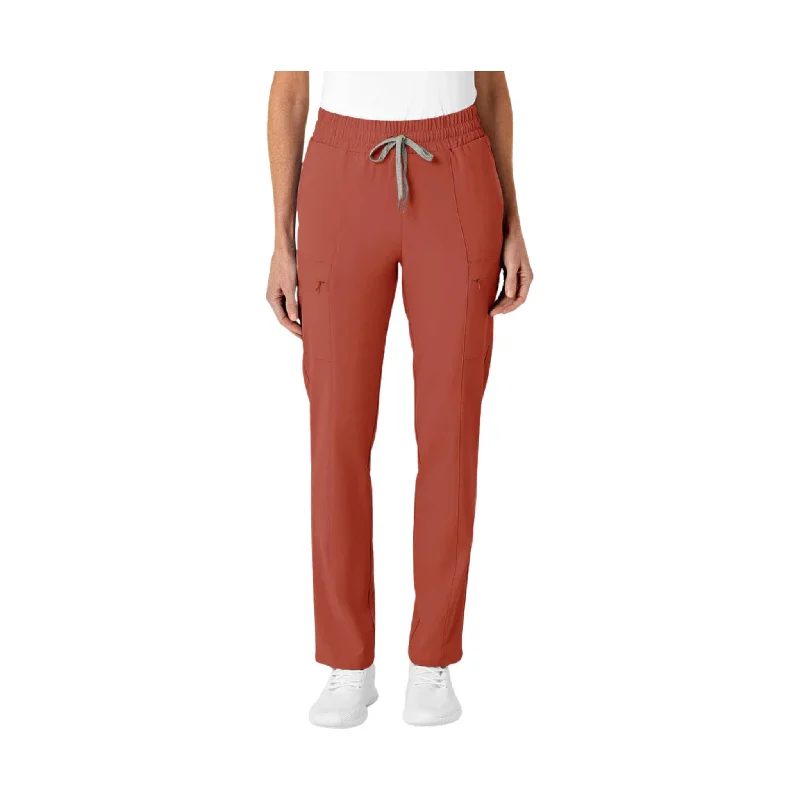 WonderWink Women's High Waist Slim Leg Scrub Pant - Mineral Red Slim-Fit Khaki Pants
