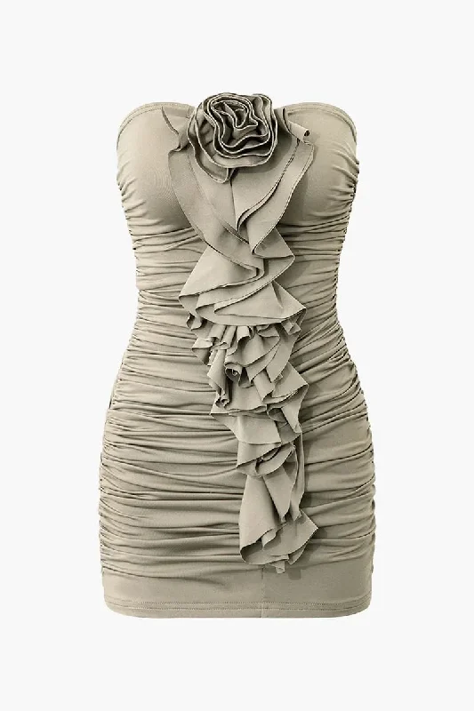 Grey Floral Applique Dress Tunics Stylish modern