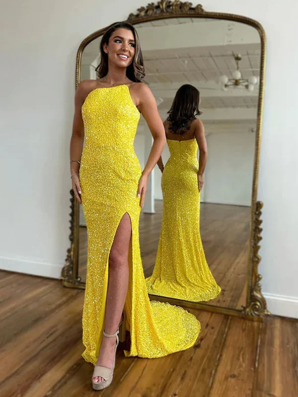 Bright Yellow Sequins Long Prom Dress Evening Party Dress,DP1241 Tunics Solid Classic Bright Yellow Sequins Long Prom Dress Evening Party Dress,DP1241 Tunics Solid Classic