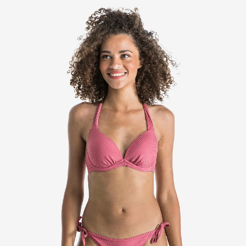 Women's Push-Up Swimsuit Top with Fixed Padded Cups ELENA - RIBBED PLAIN Reversible Bikini Set Women's Push-Up Swimsuit Top with Fixed Padded Cups ELENA - RIBBED PLAIN Reversible Bikini Set