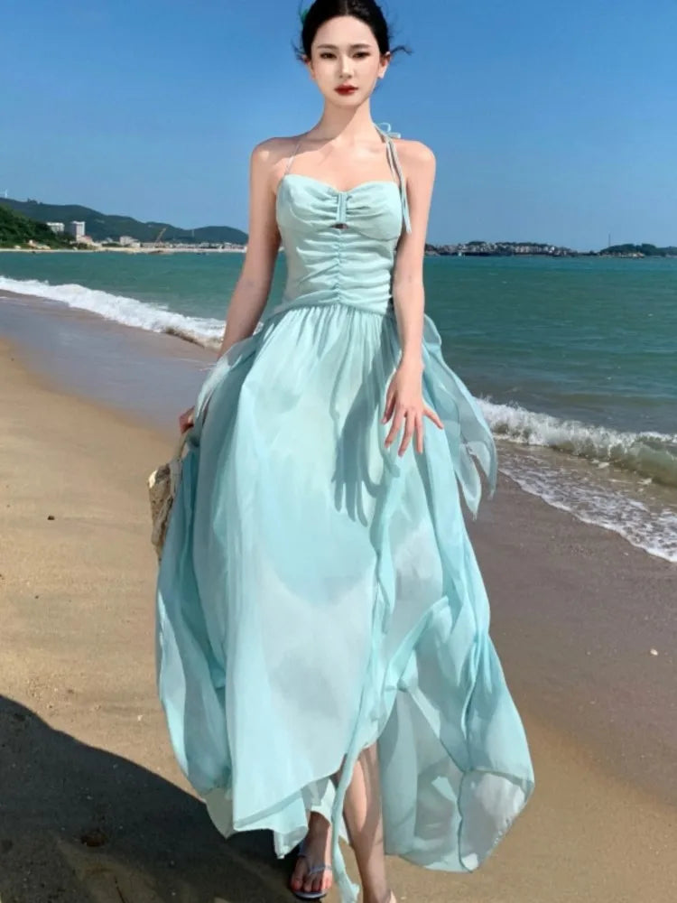 Advbridge Sexy Halter Evening Dresses for Women Elegant Backless Sleeveless Lace-up Party Dress Female Solid Pleat A-Line Vestidos Robe Tunics Long Elegant Advbridge Sexy Halter Evening Dresses for Women Elegant Backless Sleeveless Lace-up Party Dress Female Solid Pleat A-Line Vestidos Robe Tunics Long Elegant