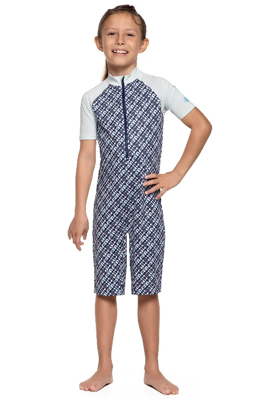 Kid's Barracuda Neck-to-Knee Swimsuit | Navy Gulf Stream Stripe Plunge Neckline Swimsuit Kid's Barracuda Neck-to-Knee Swimsuit | Navy Gulf Stream Stripe Plunge Neckline Swimsuit